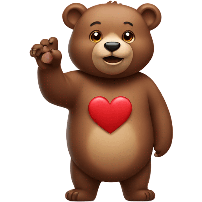 Bear making heart sign emoji