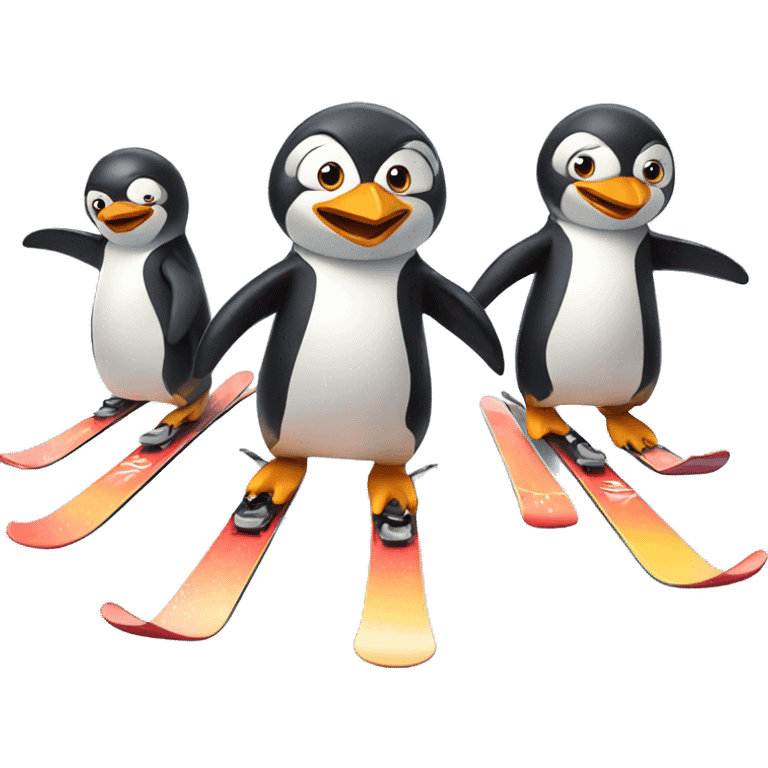 Skiing penguins emoji