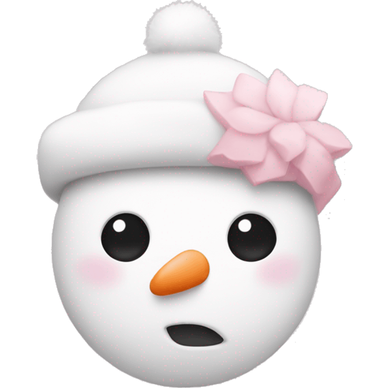 Cute white and light pink snowman emoji