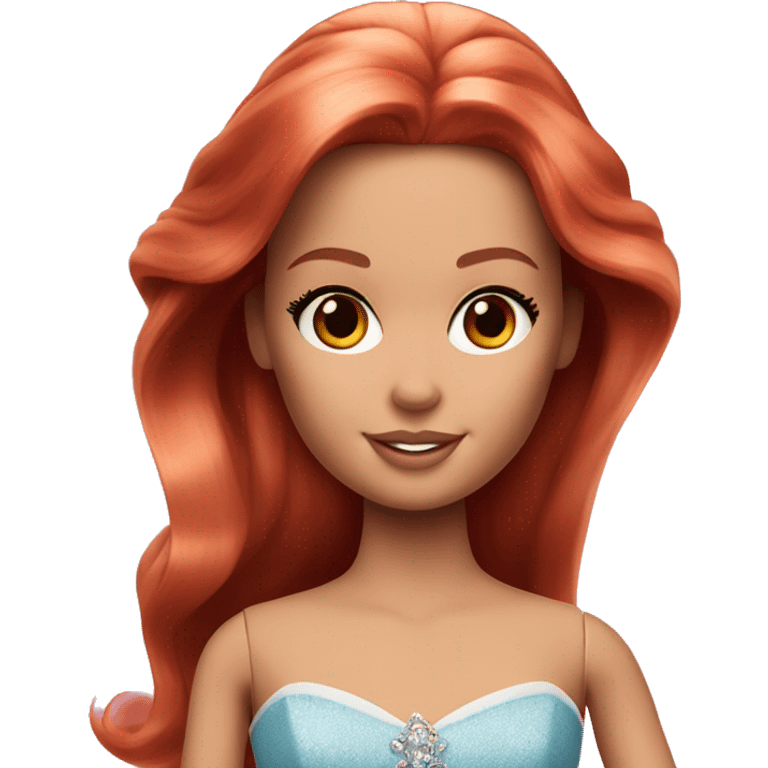 Barbie princess with brown eyes and long red hair emoji