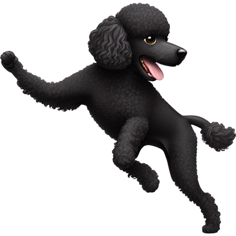 Black miniature poodle playing ultimate frisbee emoji