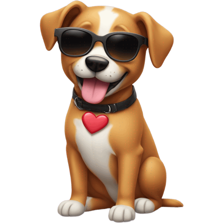 Dog with sunglasses in love emoji