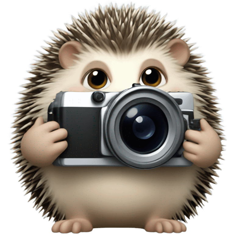 hedgehog holding the professional operating camera emoji