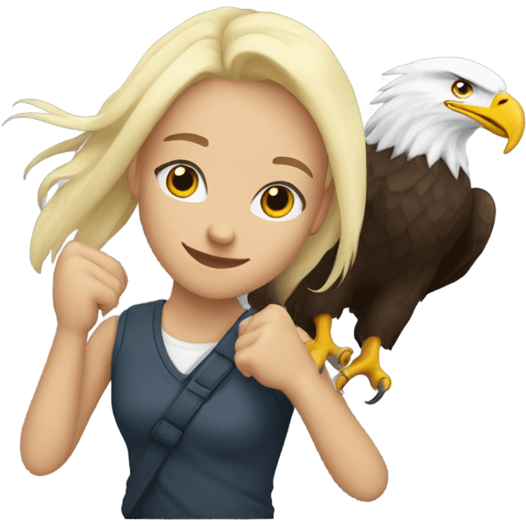 A bald eagle with a blonde girl in its talons  emoji