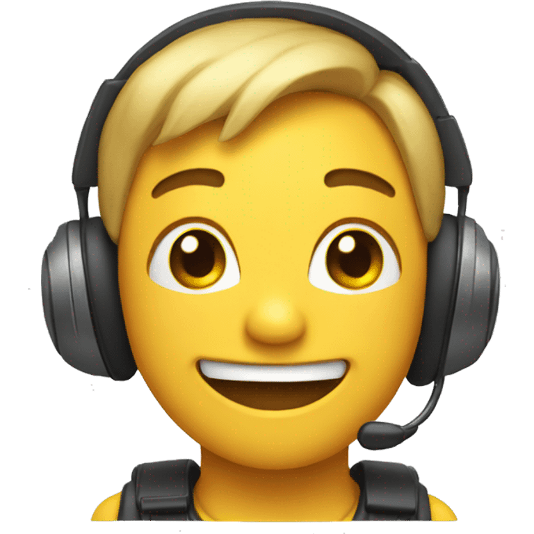 smiling emoji with headset emoji