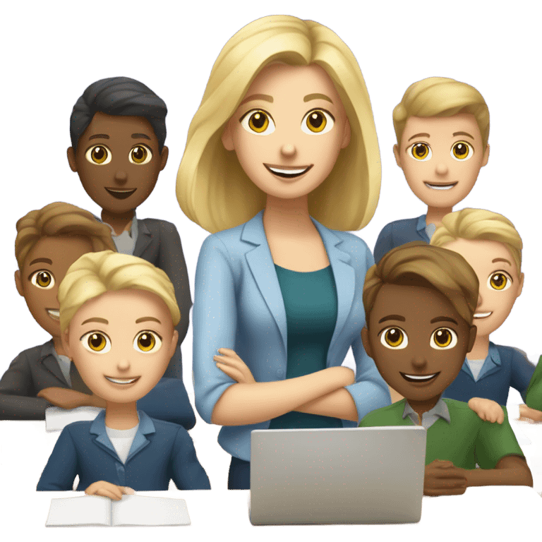 blonde teacher working with students emoji