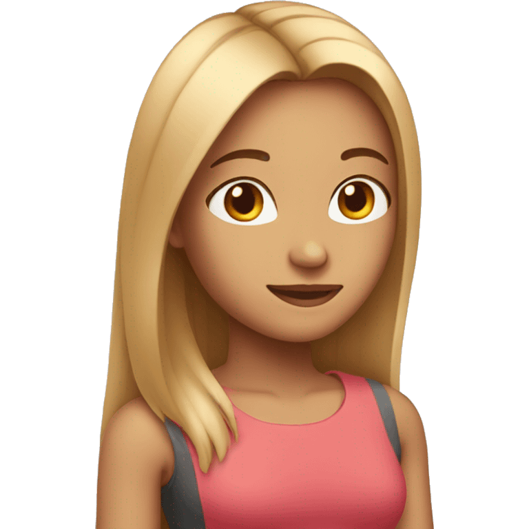 Girl with waist length straight hair over her shoulder  emoji