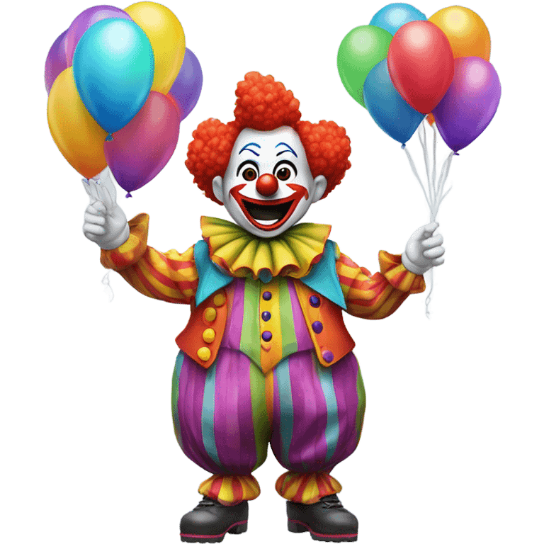 Crazy clown giving kids an balloon emoji