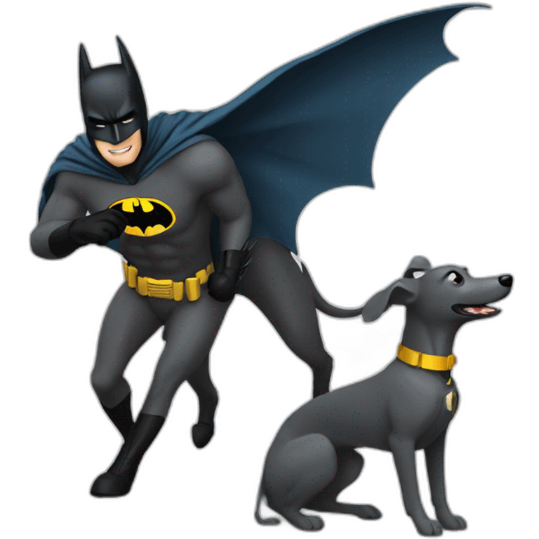 Batman playing with greyhound emoji