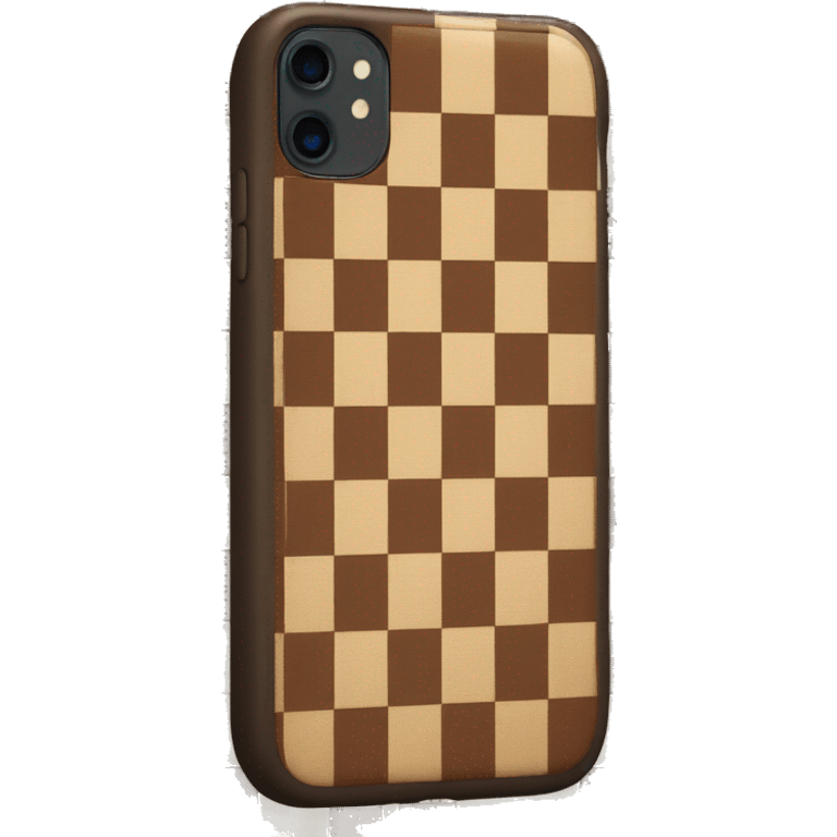 iPhone with brown checkered case emoji