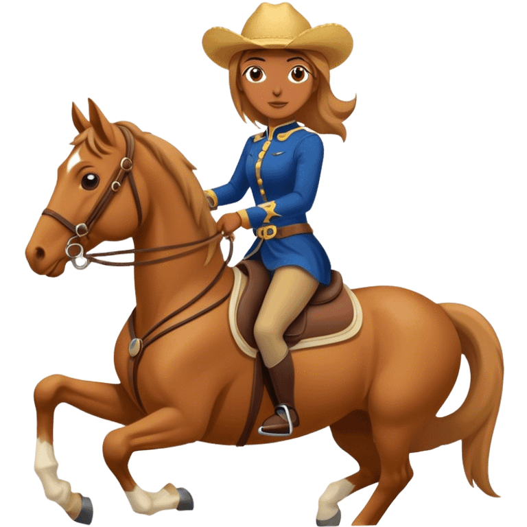 A woman riding a horse backwards emoji