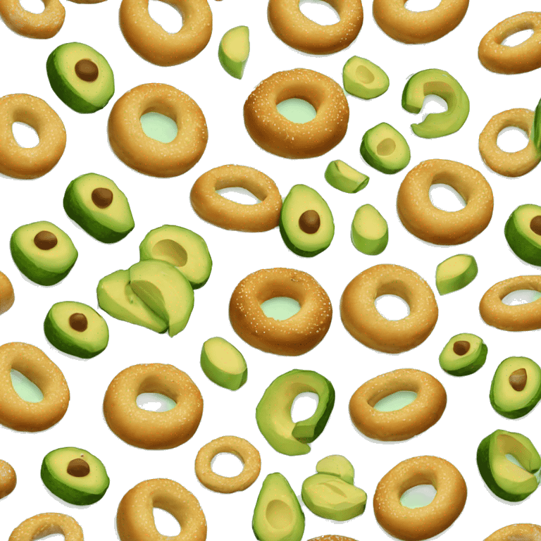 A bagel with avocado is on it  emoji