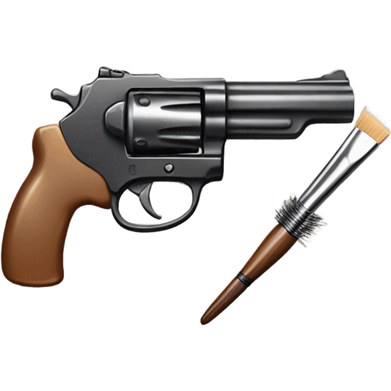 art brush with a gun leaning together emoji