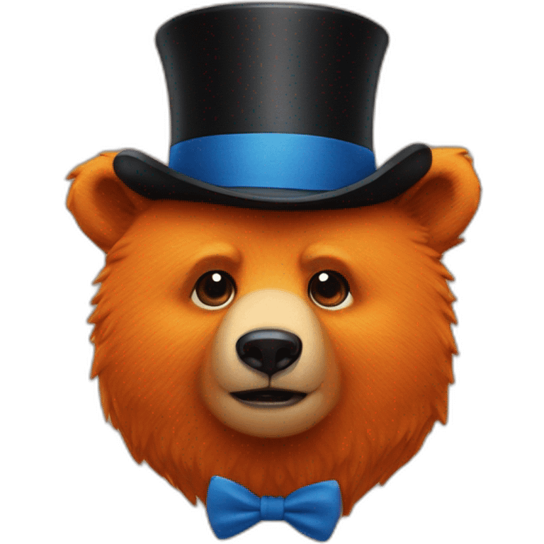 orange bear with tiny black top hat and blue eyeleiner emoji