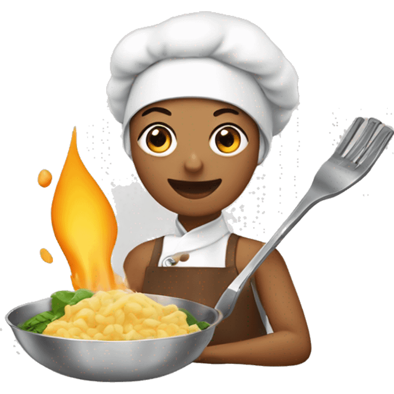 muje cocinando con el logo nuria y compañia emoji