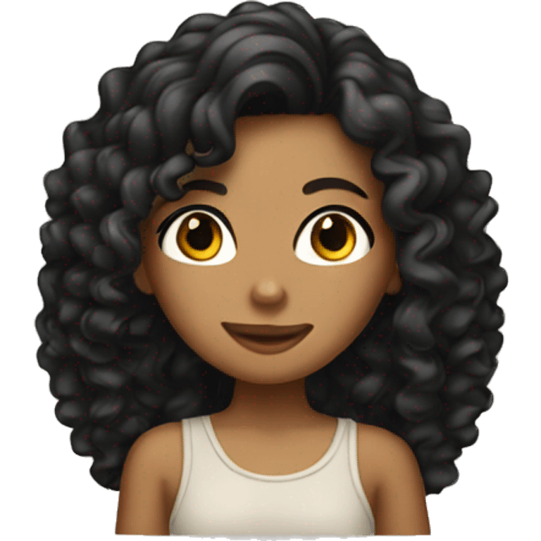 Tan girl with black long curly hair  emoji