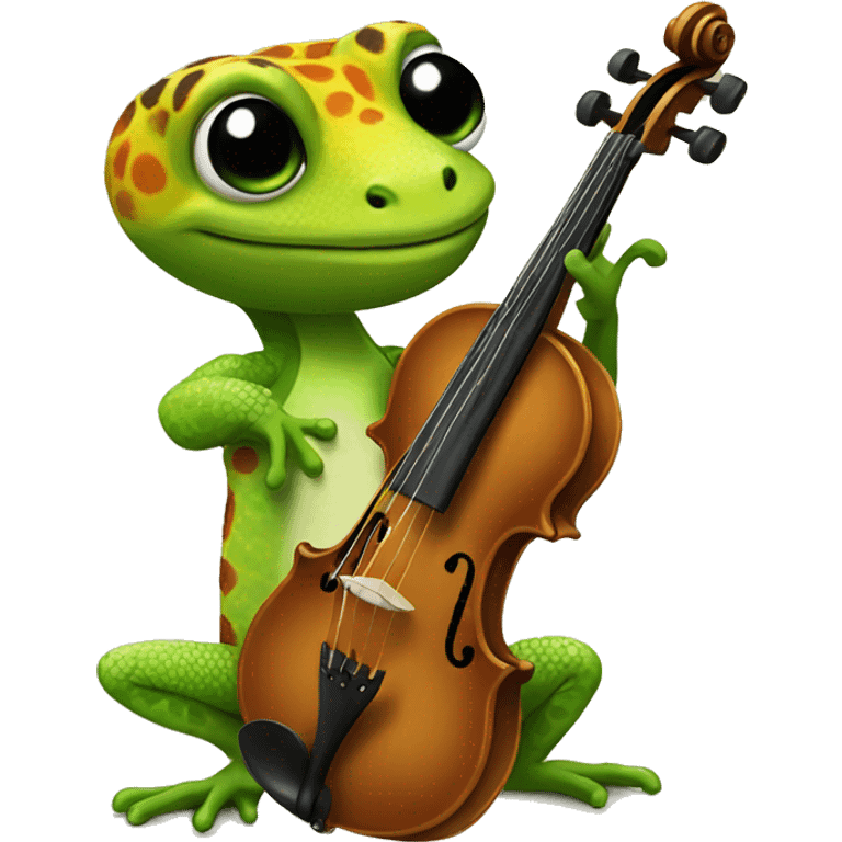 Gecko with a violin emoji