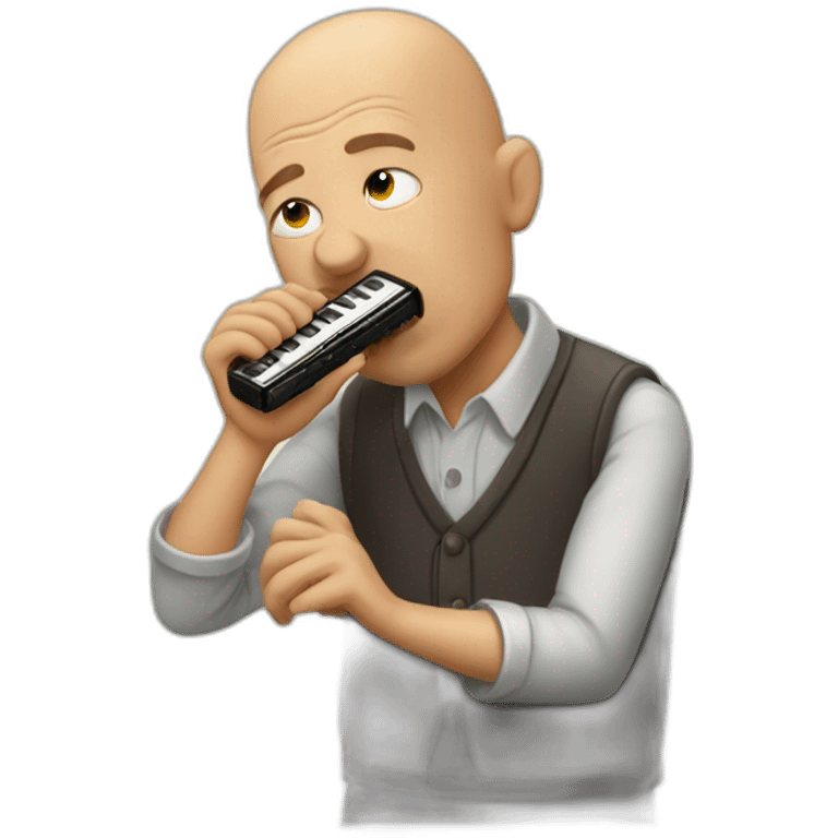 50 year old bald guy playing harmonica emoji