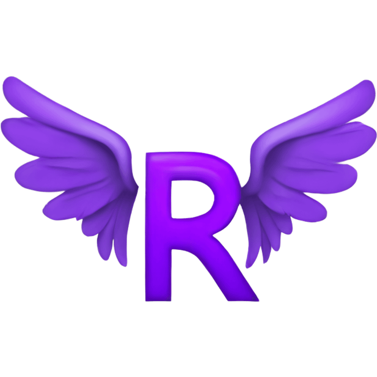 Purple letter R with halo & wings emoji