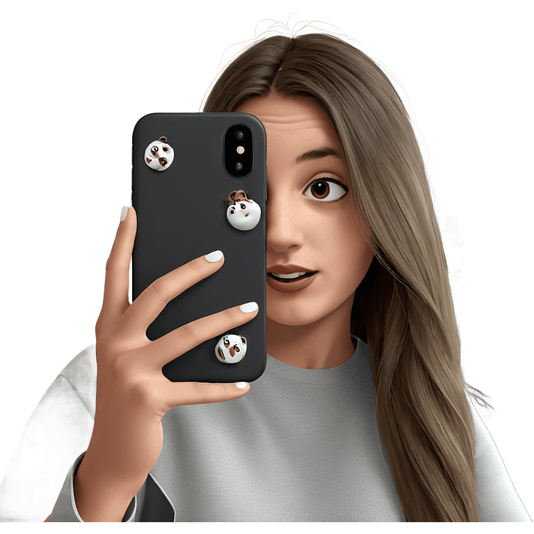 girl taking selfie indoors emoji