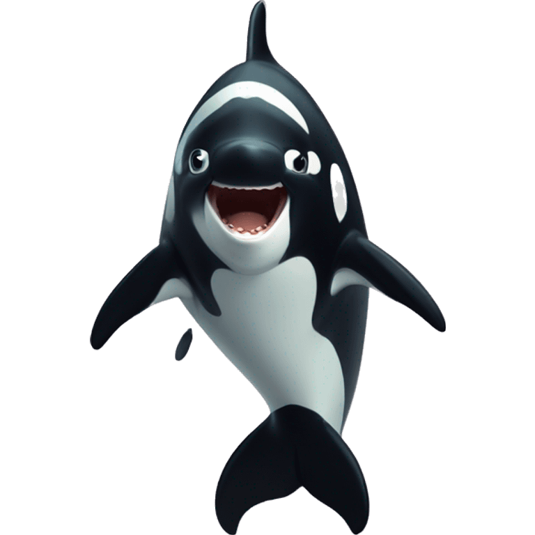 Orca whale face super surprised and excited very expressive cute emoji