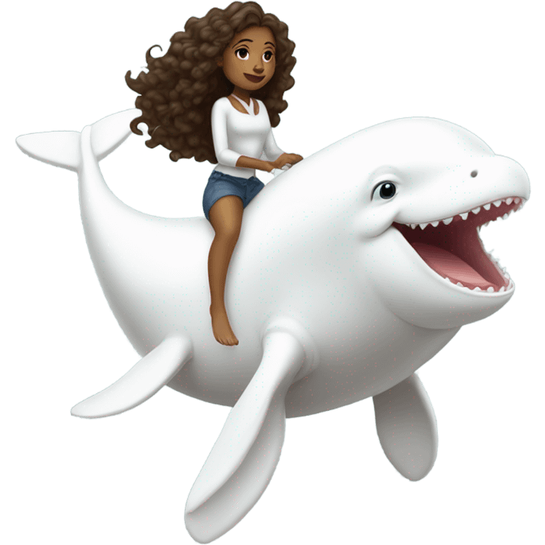 Brown girl riding a beluga whale emoji