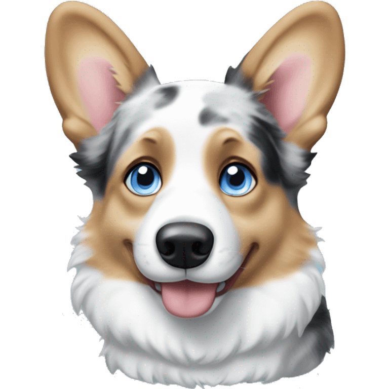 Blue Merle corgi with a blue eyes emoji