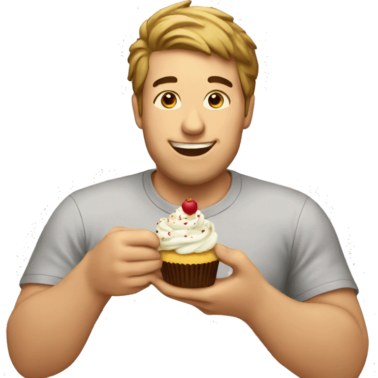 guy eating cupcake emoji