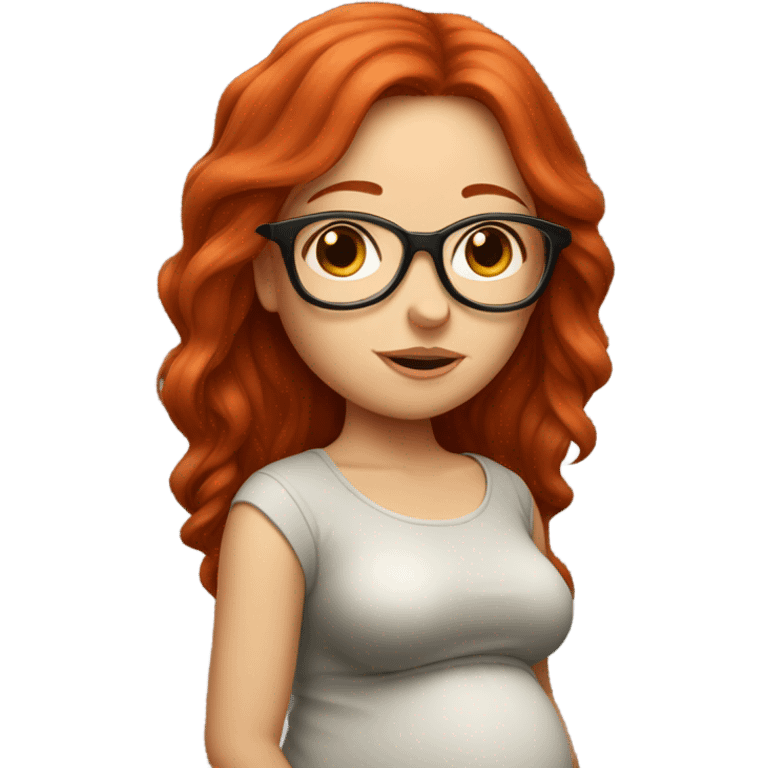 red hair girl with glasses and long hair, pregnant emoji