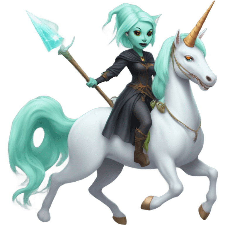 [politically incorrect, shield(
	{ female, alien, witch, color: light green, hair:red, eyes:cat} ]
	on a 
	[{ unicorn: white, legged:four, mane: light blue }]) emoji