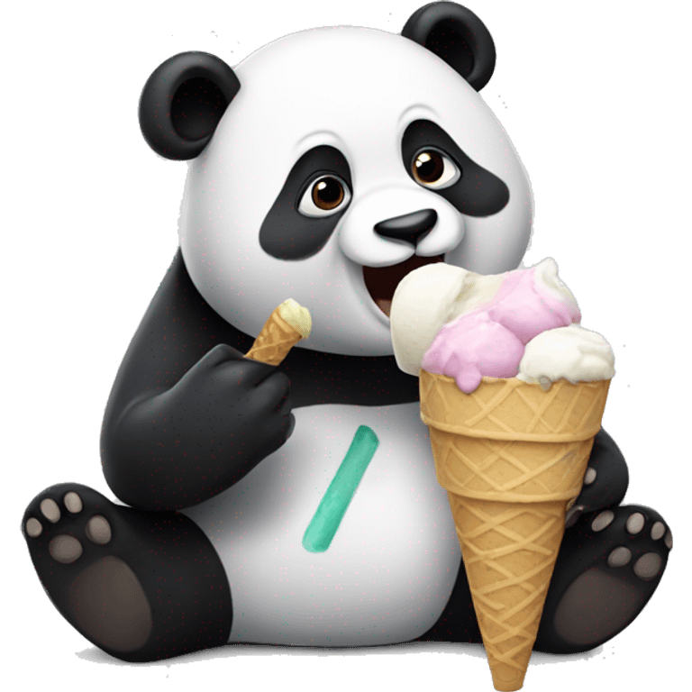 Panda eating ice cream emoji