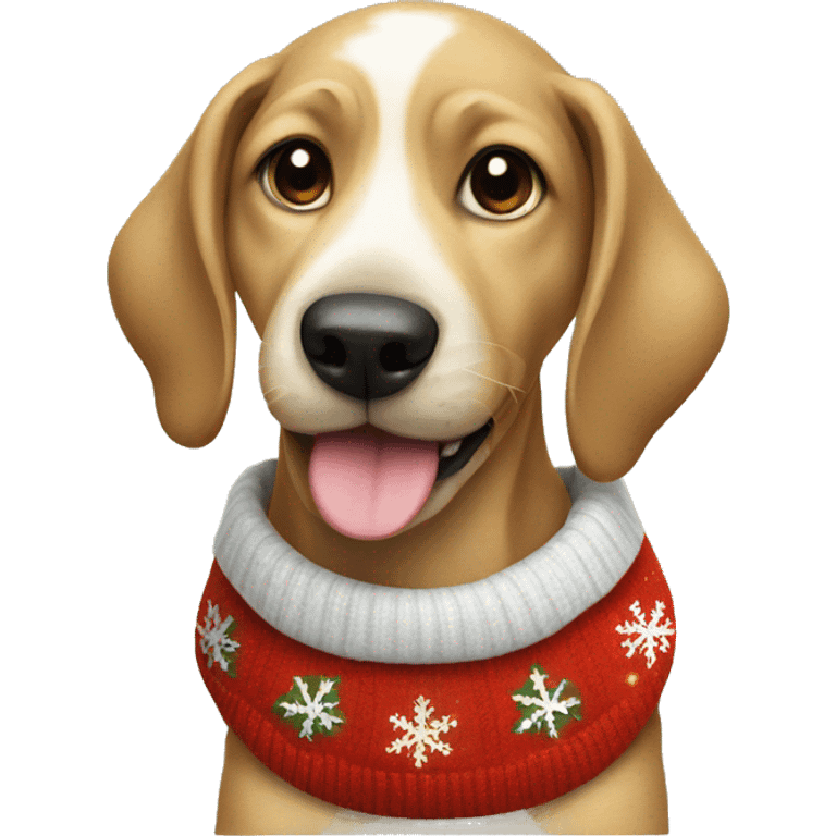 Dog wearing Christmas sweater emoji