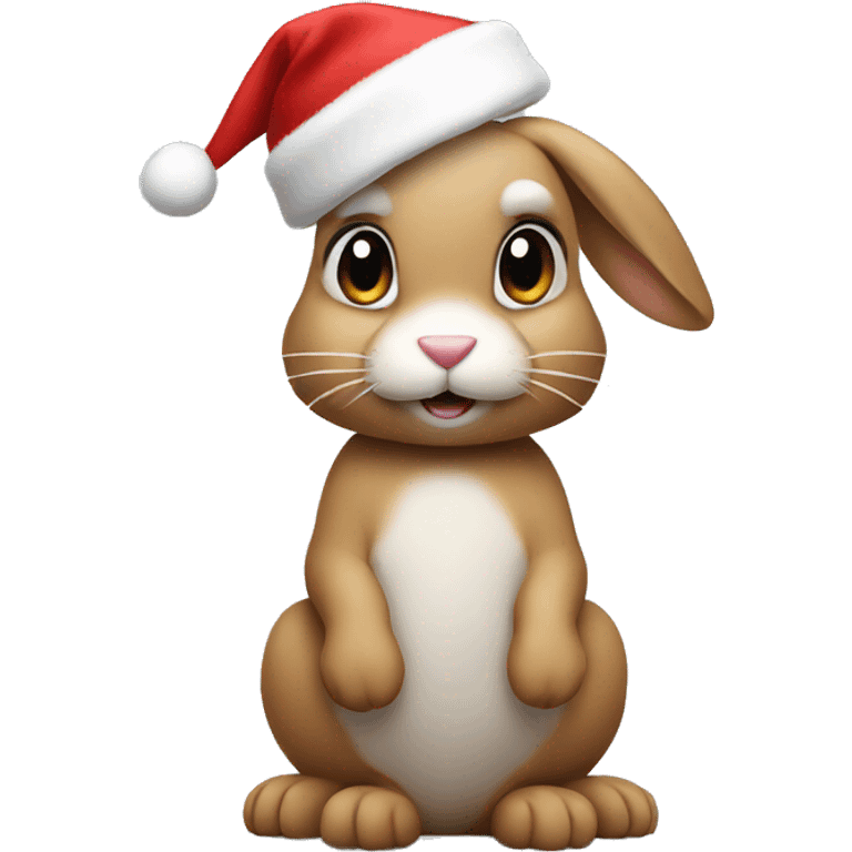 Bunny wearing a Christmas hat emoji