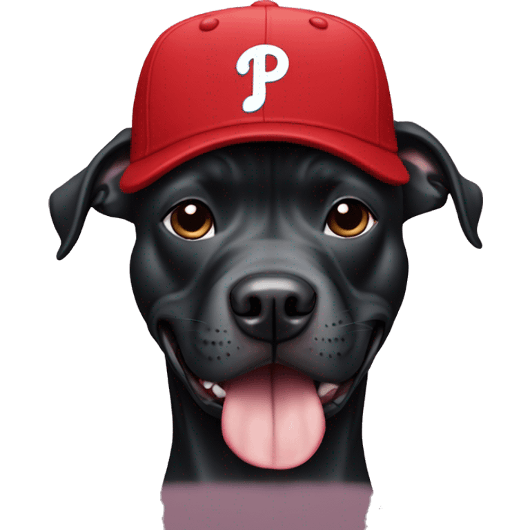 Black pitbull wearing a Phillies hat  emoji