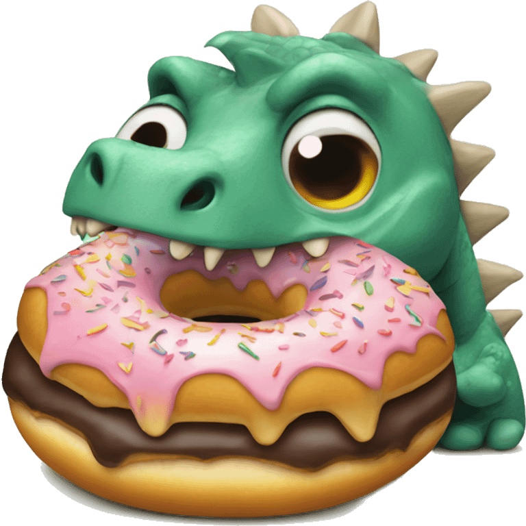 dinosaur eting donuts emoji