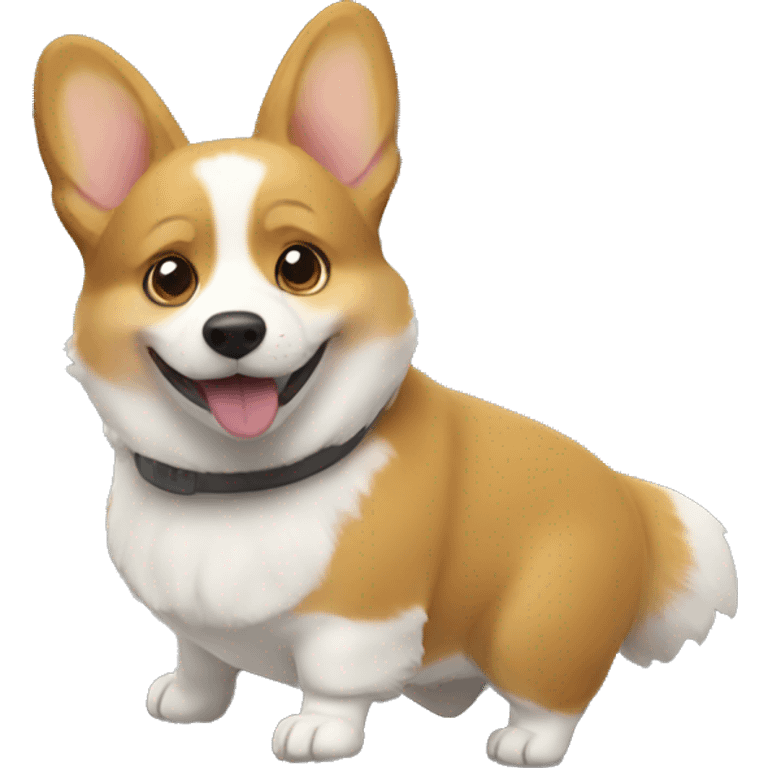 Corgi taking a train emoji