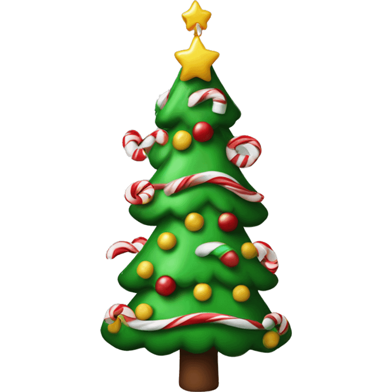 Christmas tree with candy canes hanging  emoji