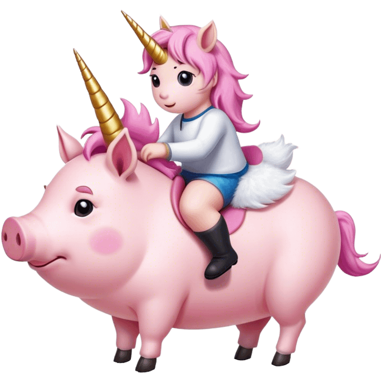 Unicorn riding a pig emoji