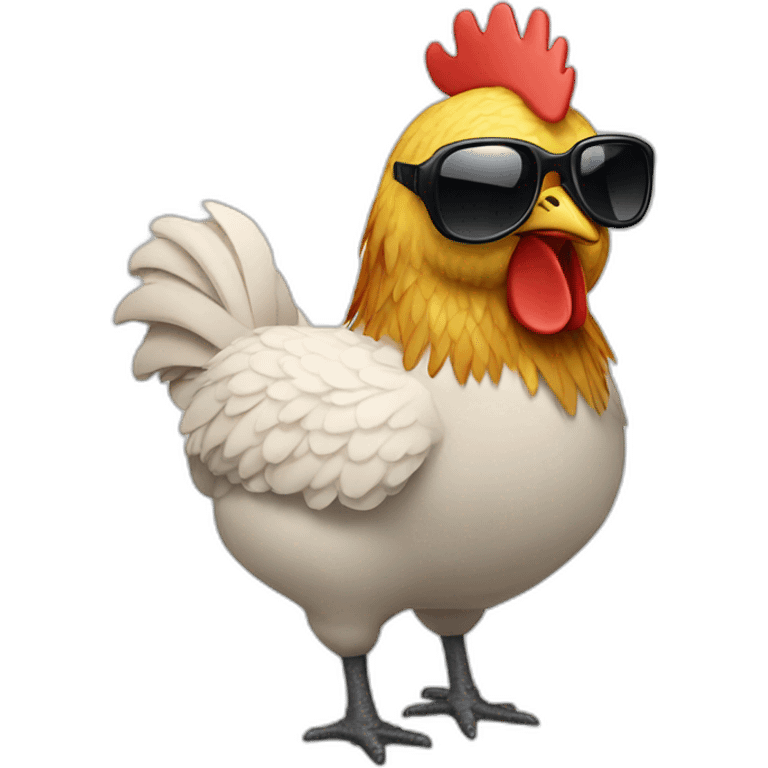 Chicken with sunglasses wearing puffer jacket emoji