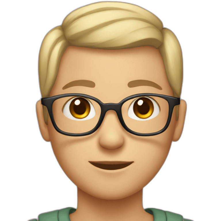 Caucasian Teenager with a buzz cut and round glasses emoji