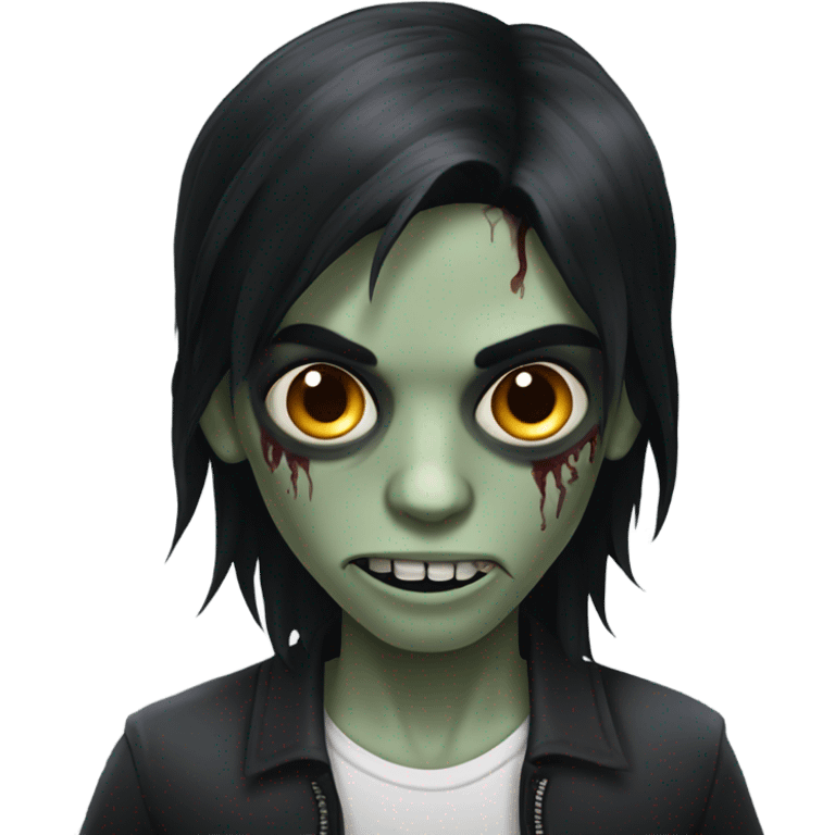 zombie boy with long black hair and dark brown eyes emoji