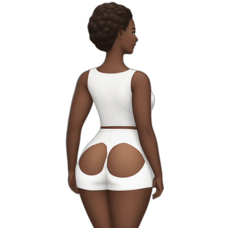 full-body-curvy-beauty-white-knickers-short-wide-skirt rear view emoji