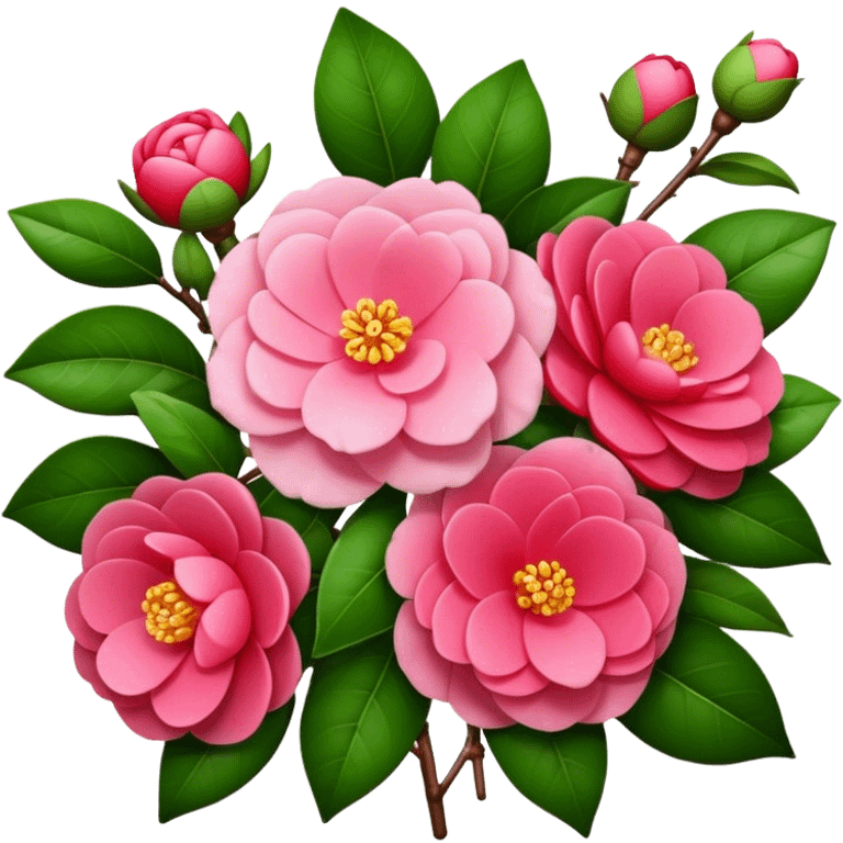 big bouquet Camellia flower, stem, leaf, more flower emoji