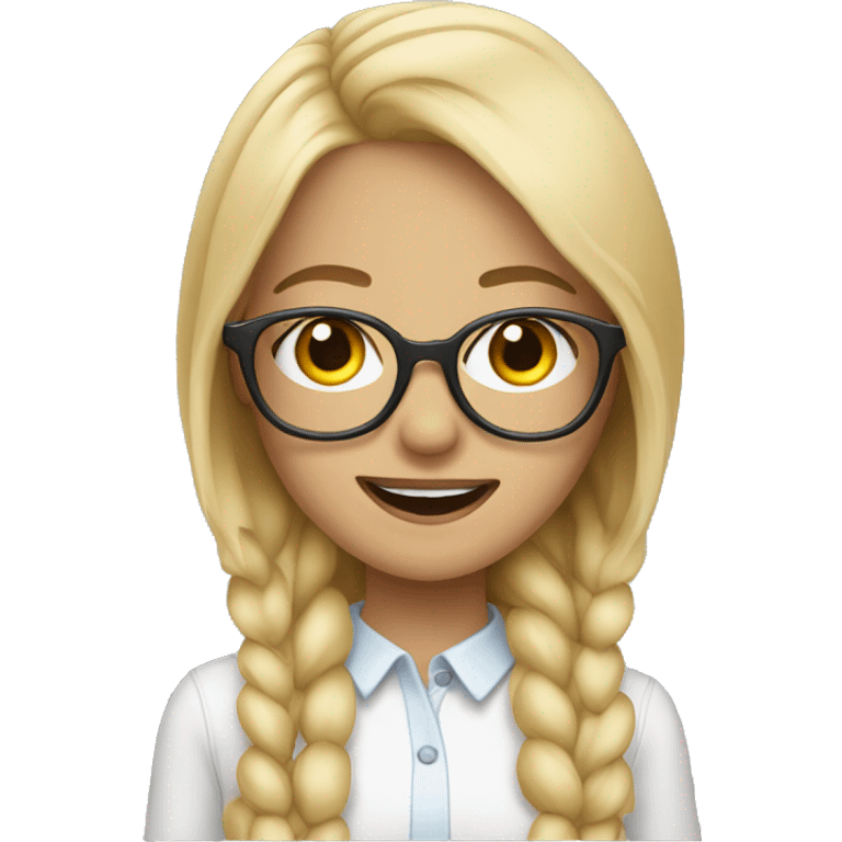 blonde girl with braces and glasses emoji