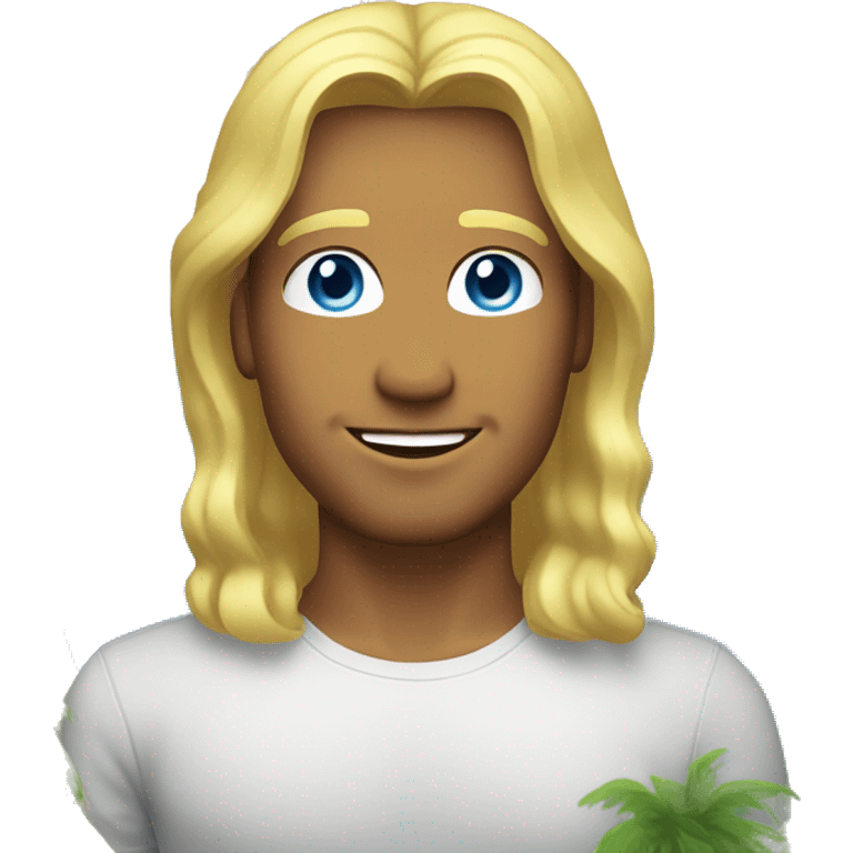 Male with blond longer hair, Blue eyes. Palm trees in the background emoji