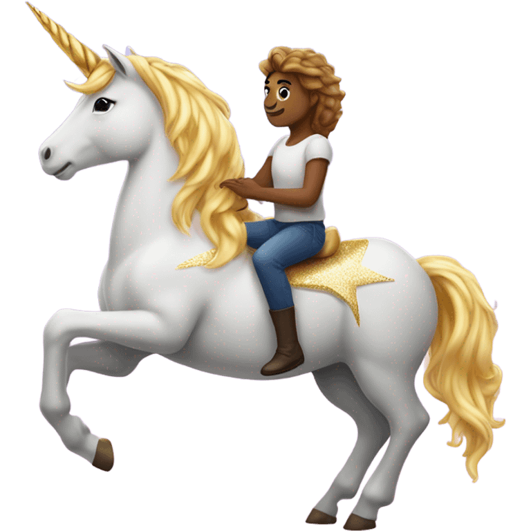 Person riding on giant unicorn  emoji