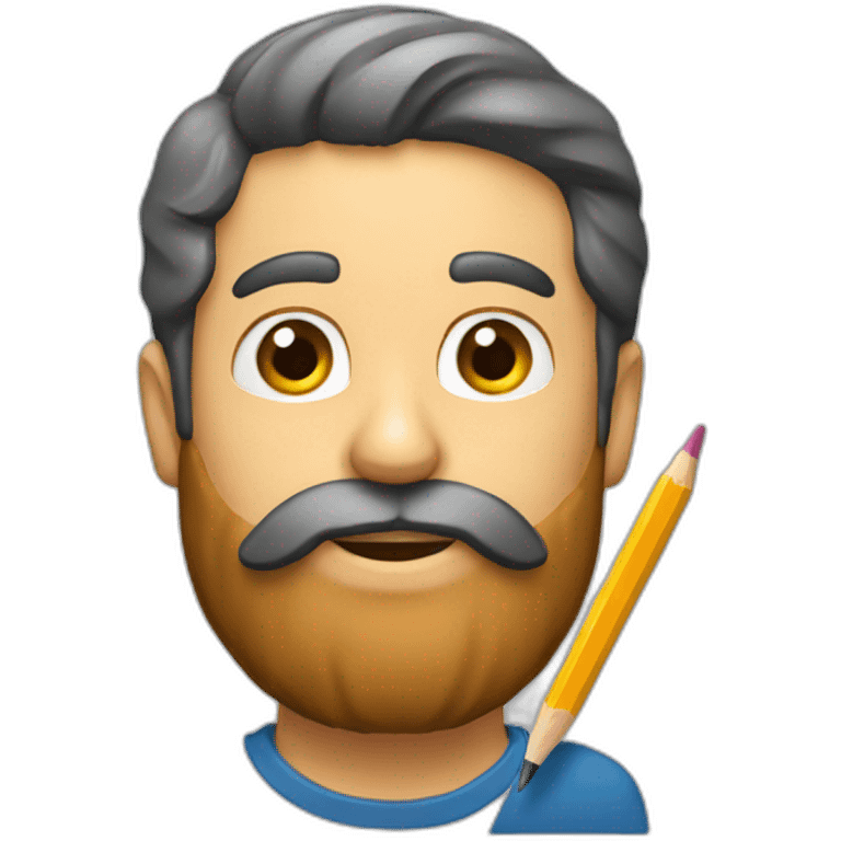 a man with a beard and a pencil behind his ear emoji