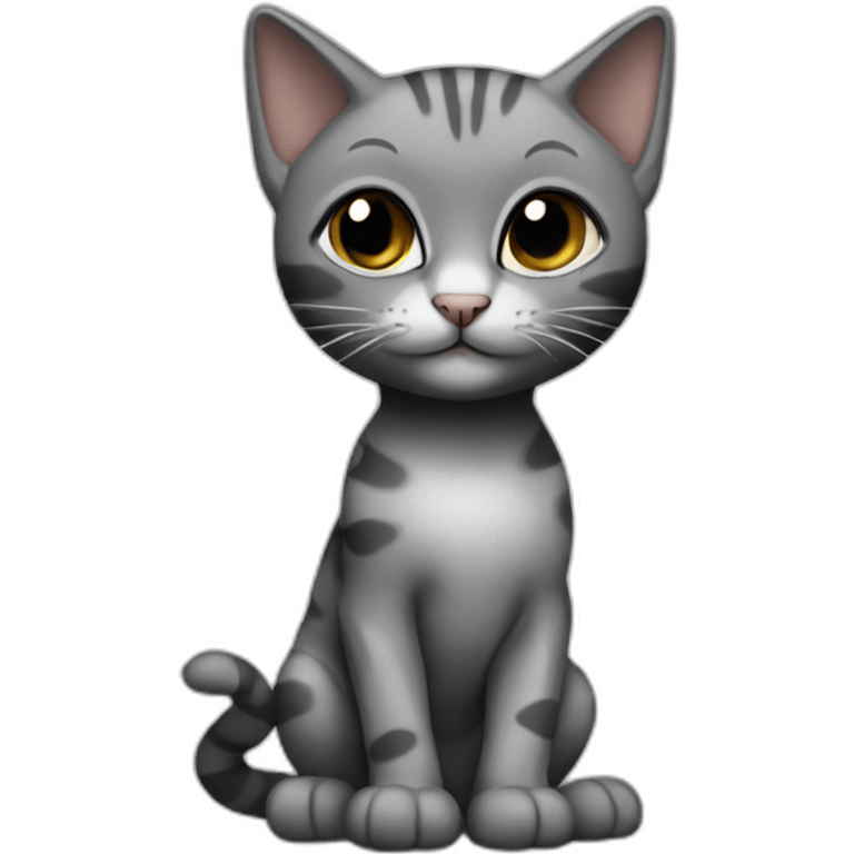 full body grey and black playful baby skinny cat emoji