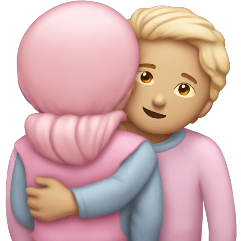 pink pastel guy and girl hugging each other back view emoji