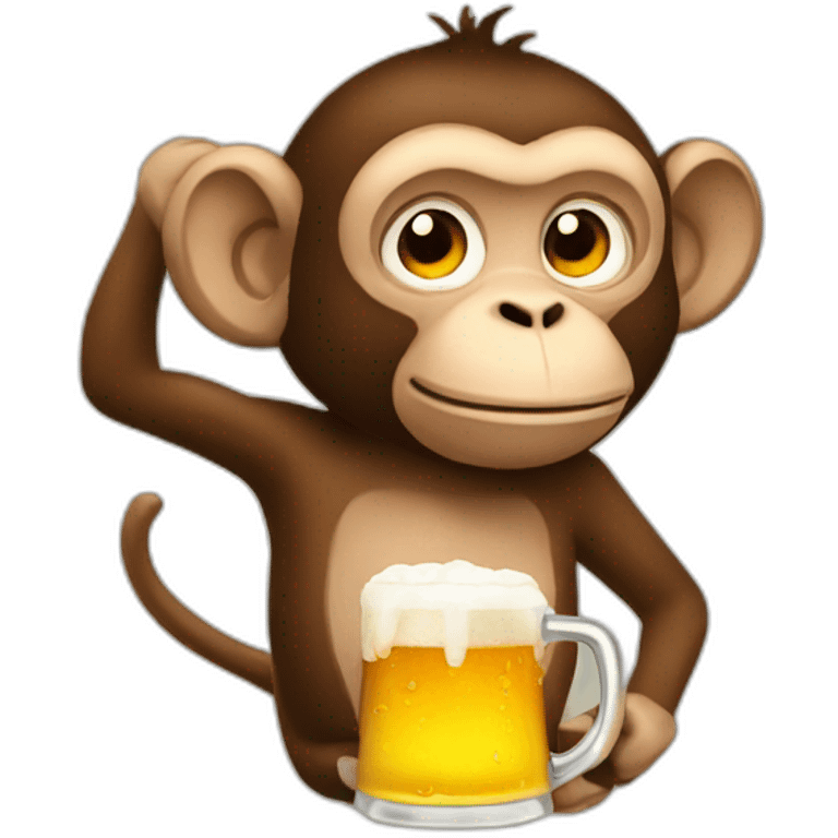 Drunk Monkey drinks beer emoji